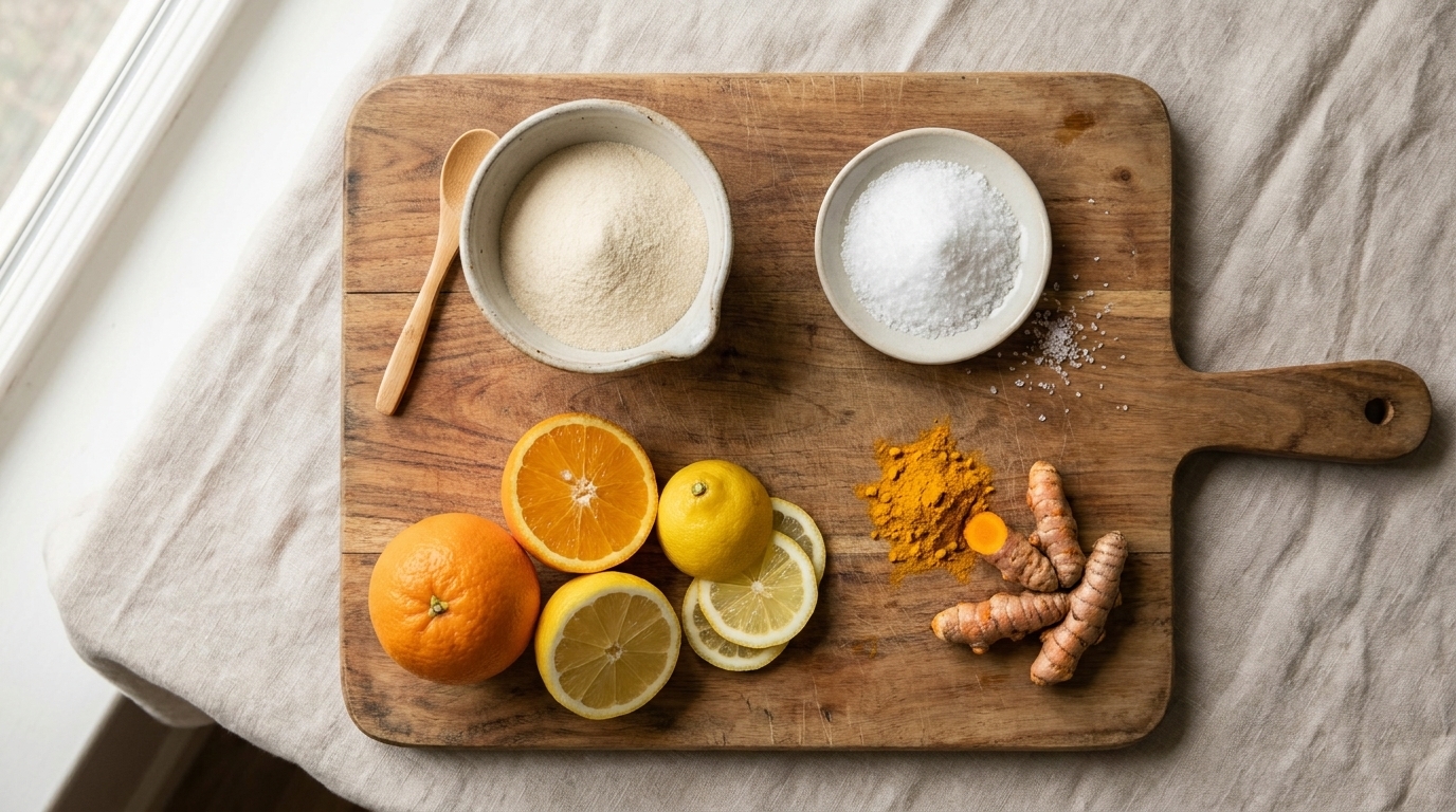 Ingredientes de Ultravix: colágeno hidrolizado, MSM, vitamina C y cúrcuma para el bienestar de las articulaciones